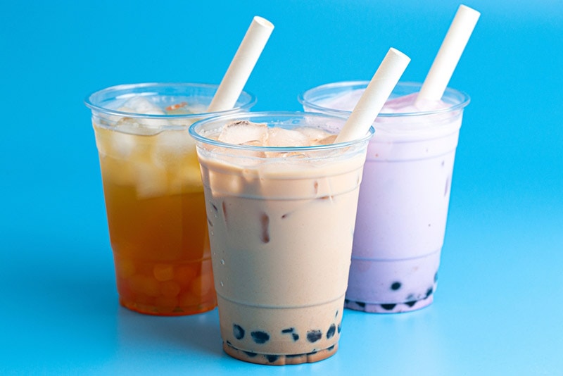 a variety of boba tea