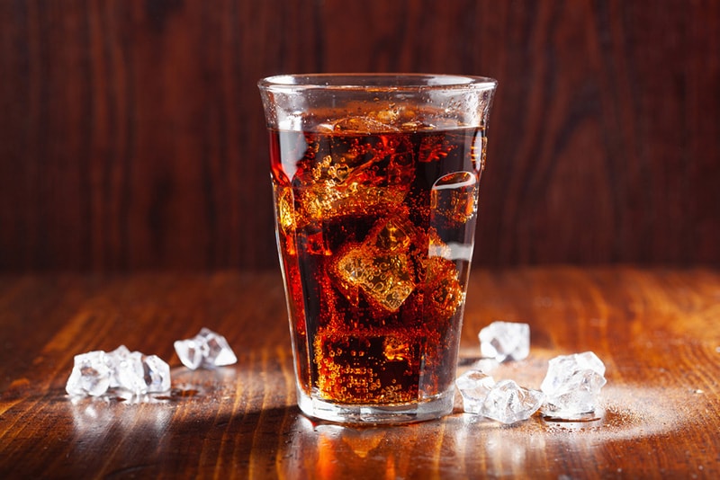 a glass of cold cola