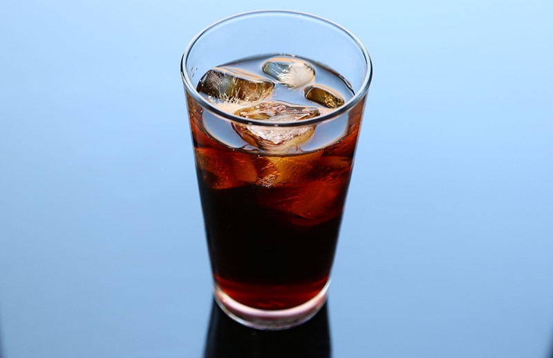 a glass of cold diet cola