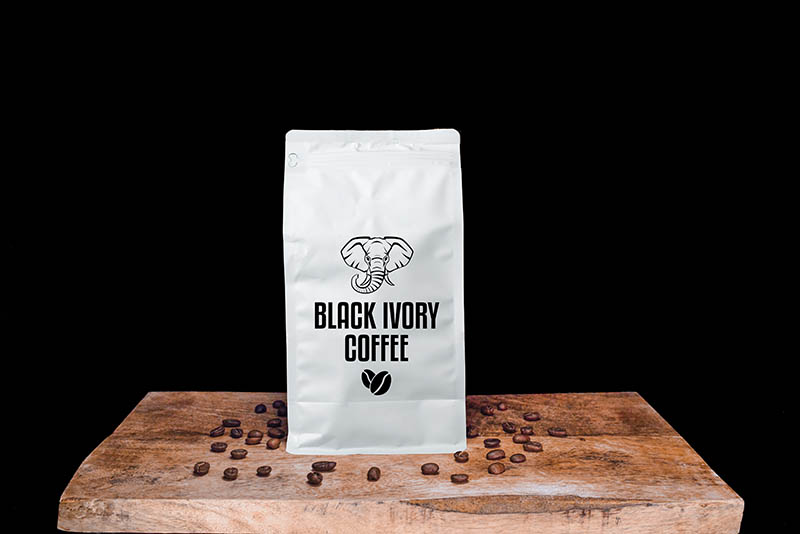 a pack of Black Ivory coffee beans