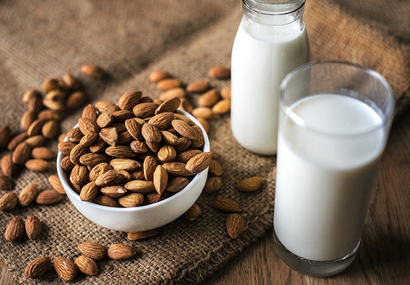 almond milk and nuts