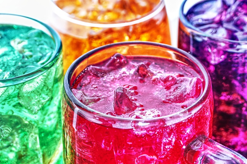 colorful drinks with ice