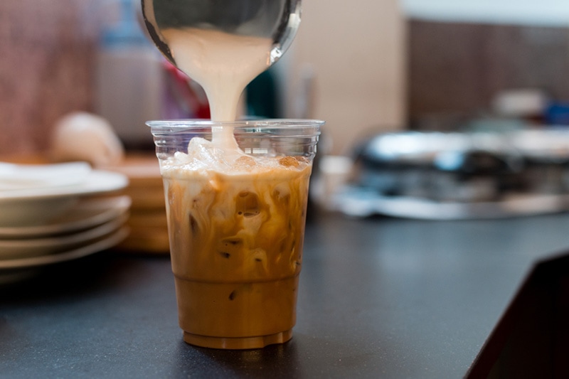 ice latte coffee in plastic cup